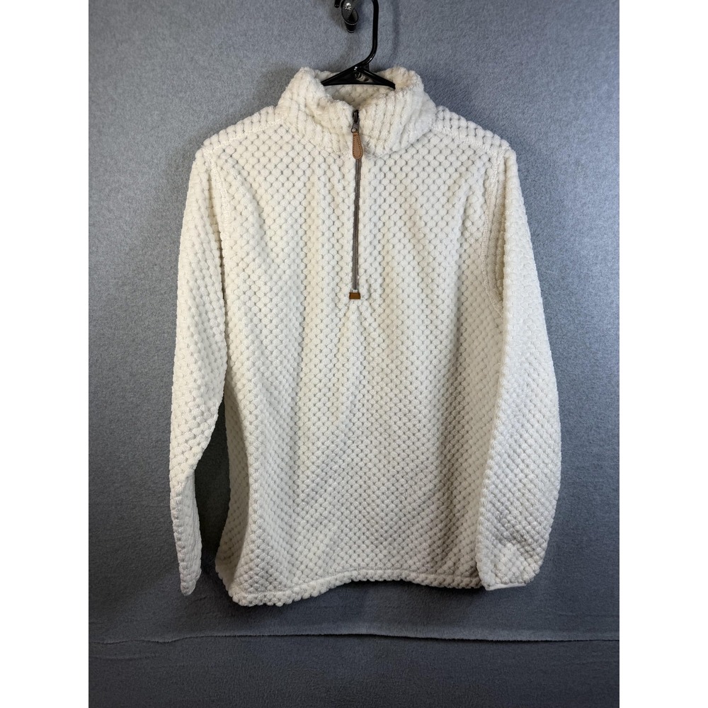 Shopthemint Sweater Womens Medium White Fleece 1/4 Zip Mock Neck Pullover